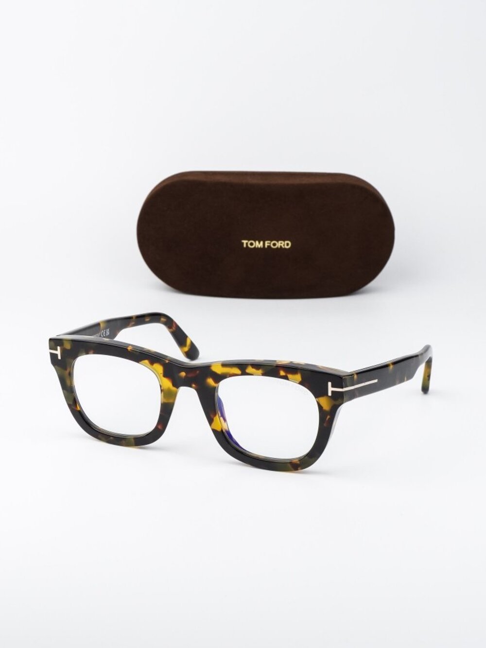 Tom Ford Women Eyeglasses Coloured Havana Square FT5872-B 055 NEW AUTHENTIC